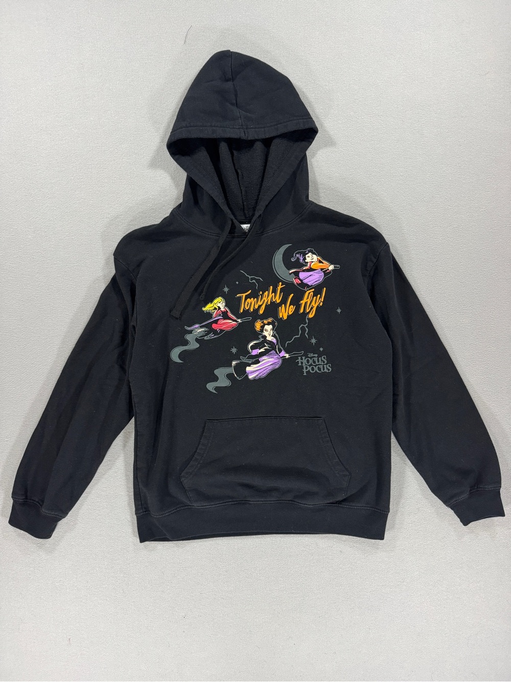 Disney Hocus Pocus Tonight We Fly Black Graphic Hoodie Halloween Sanderson